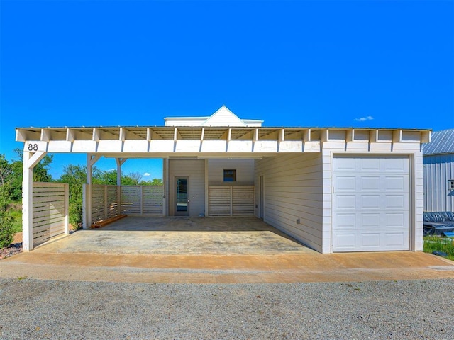 garage with a carport