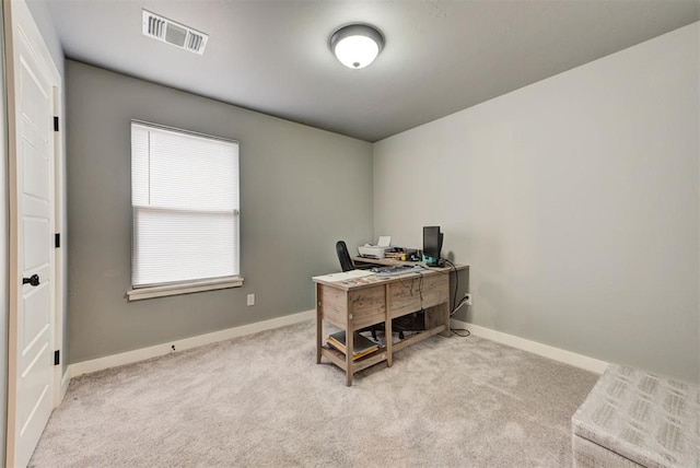 office with light colored carpet