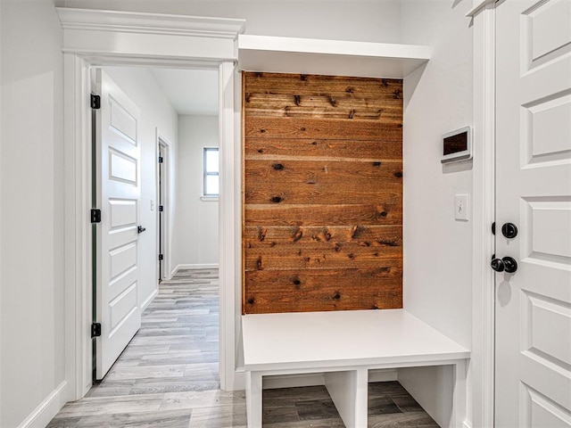 mudroom featuring light hardwood / wood-style flooring