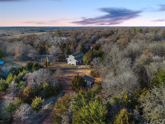 view of aerial view at dusk