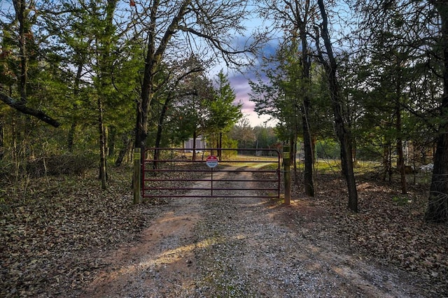 view of gate at dusk