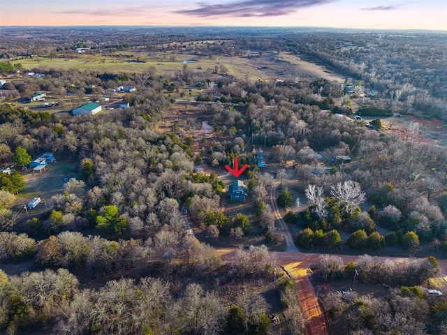 view of aerial view at dusk