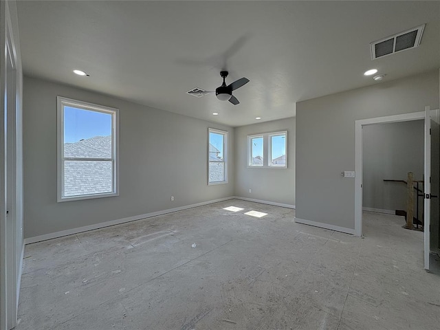 7225 NW 154th St, Edmond, OK 73013 - unfurnished bedroom featuring baseboards, a ceiling fan, visible vents, and recessed lighting