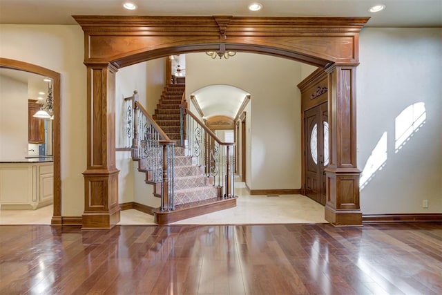 foyer featuring hardwood / wood-style floors