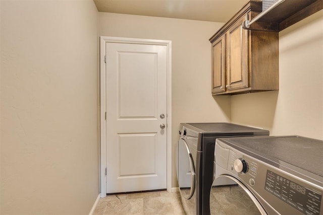 8609 SW 36th Ter, Oklahoma City, OK 73179 - laundry room featuring washing machine and dryer and cabinet space