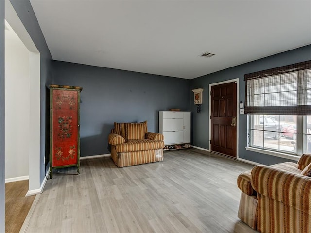 living area featuring light hardwood / wood-style flooring