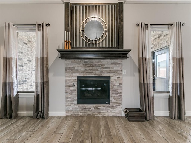 unfurnished living room with a fireplace