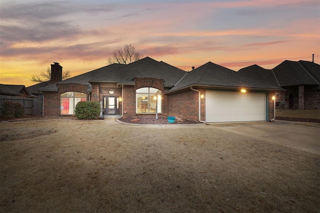 prairie-style house with a garage