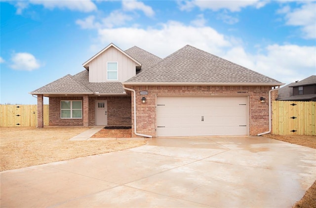 view of front of house with a garage