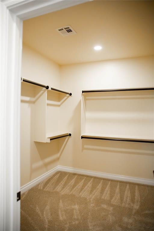 walk in closet with carpet floors