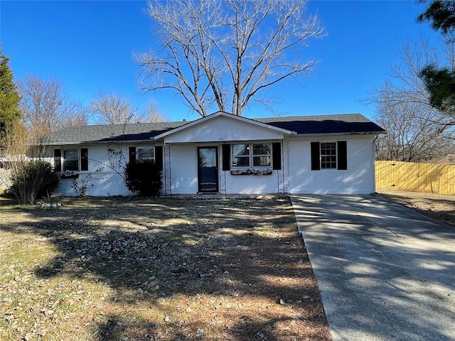 view of single story home