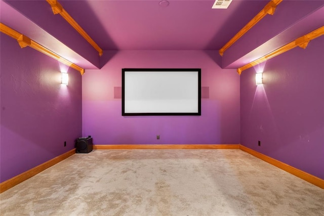 view of carpeted home theater