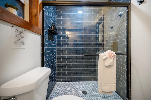 1194 Camp Ranch Rd, Broken Bow, OK 74728 - full bath featuring toilet, a stall shower, and tile patterned flooring