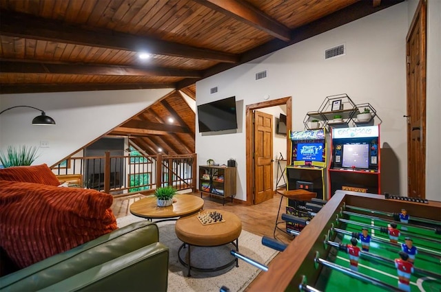 1194 Camp Ranch Rd, Broken Bow, OK 74728 - rec room featuring wooden ceiling