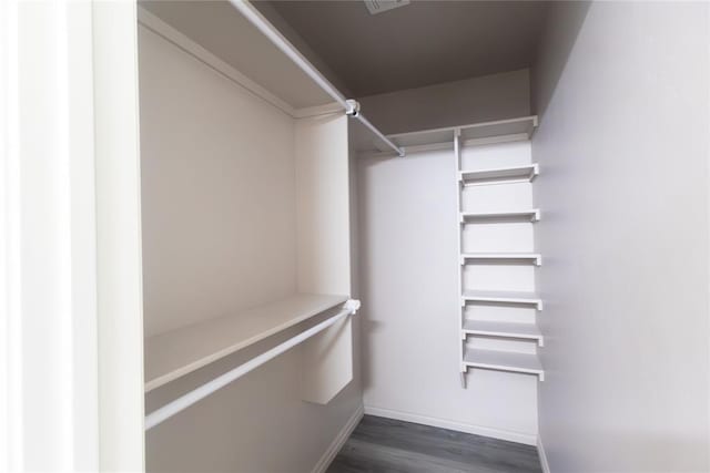 walk in closet featuring dark hardwood / wood-style floors