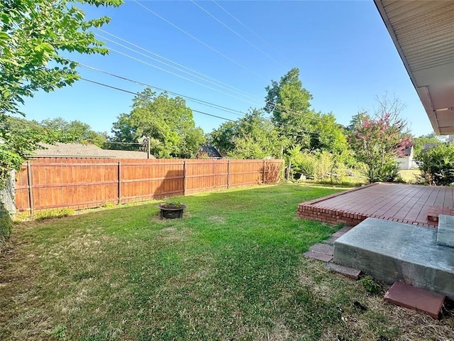 view of yard featuring a deck