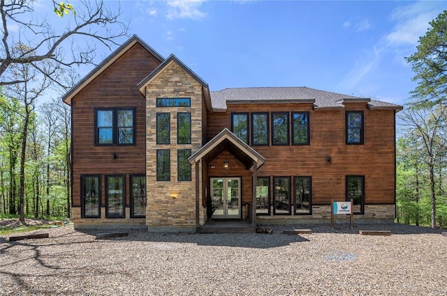 view of front facade with french doors