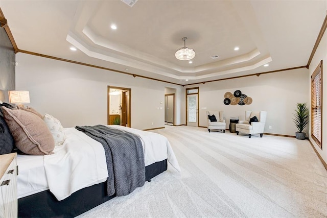 10401 Fawn Trace Rd, Mustang, OK 73064 - bedroom featuring recessed lighting, a raised ceiling, and baseboards