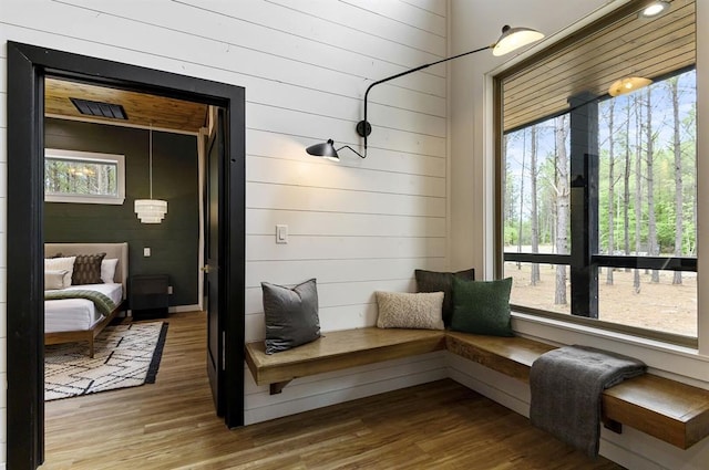 mudroom with hardwood / wood-style flooring