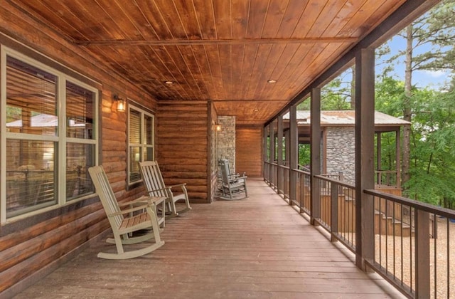 wooden terrace with covered porch