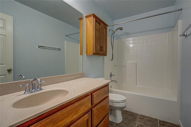 full bathroom featuring vanity, toilet, and tub / shower combination