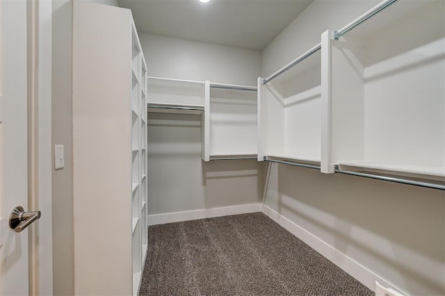 spacious closet with dark carpet