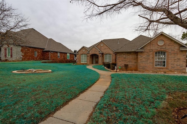 rear view of house featuring a yard