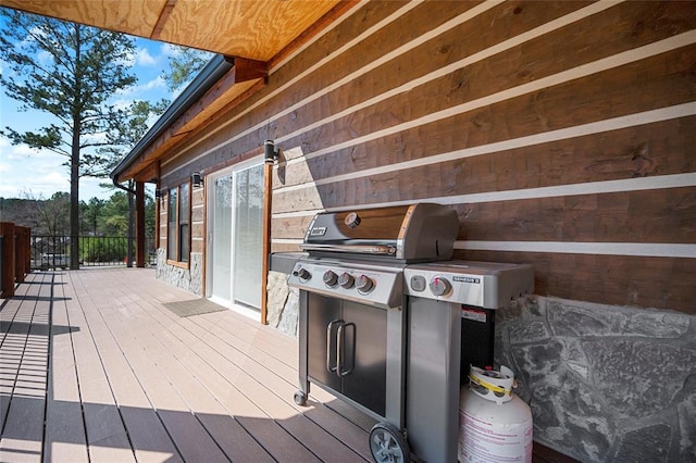 deck featuring grilling area