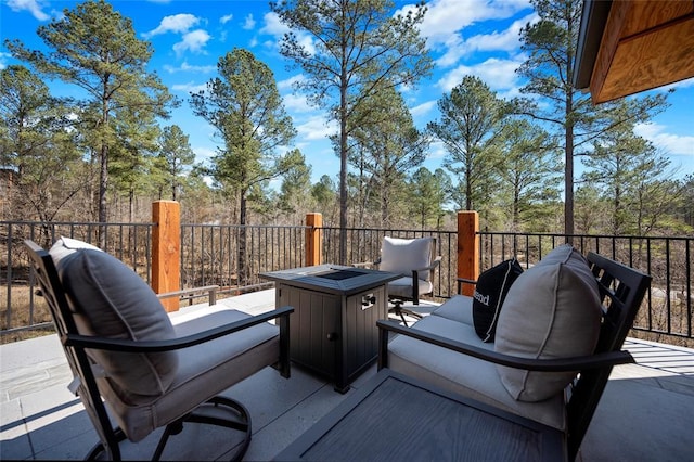 deck with a fire pit