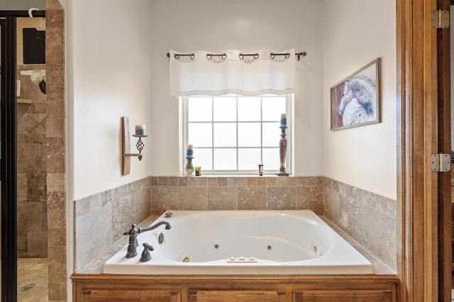 329826 E Hwy 66, Wellston, OK 74881 - bathroom with a whirlpool tub and tiled shower