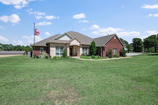 329826 E Hwy 66, Wellston, OK 74881 - single story home featuring stone siding, a front yard, central AC, and brick siding