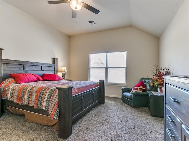 3683 King Arthur Ct, Newcastle, OK 73065 - carpeted bedroom with vaulted ceiling, a ceiling fan, and baseboards