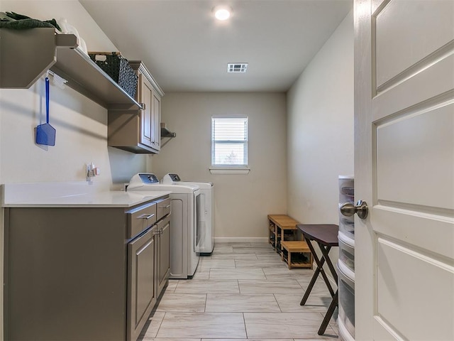 3683 King Arthur Ct, Newcastle, OK 73065 - laundry room featuring cabinet space, washer and clothes dryer, and baseboards