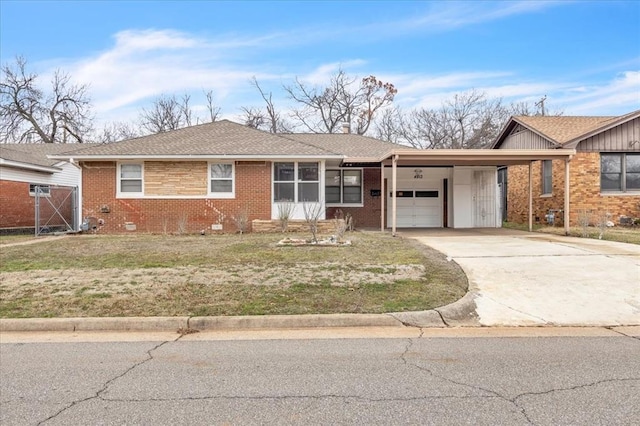 single story home featuring a carport