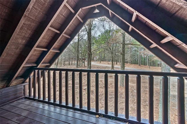 view of unfinished attic