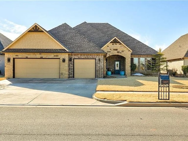 view of front of house with a garage