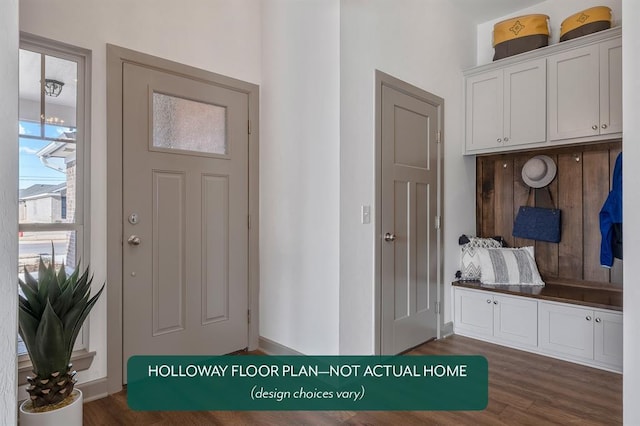 mudroom featuring dark hardwood / wood-style flooring