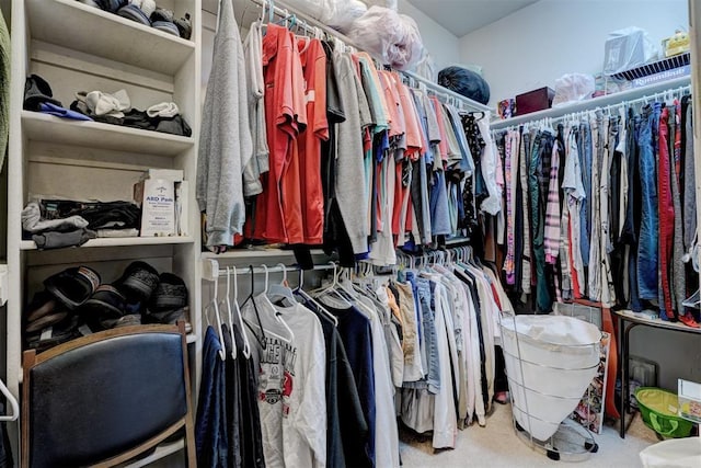 walk in closet featuring carpet floors