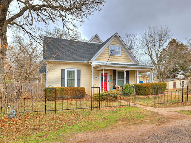 view of front facade featuring covered porch