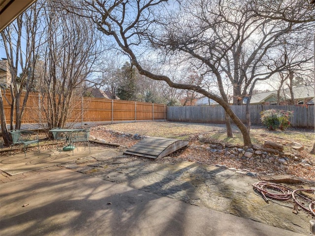 view of yard with a patio and a fenced backyard