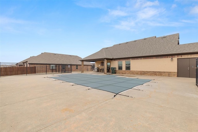 3524 Mount Mitchell Ln, Norman, OK 73069 - view of swimming pool featuring a patio and fence