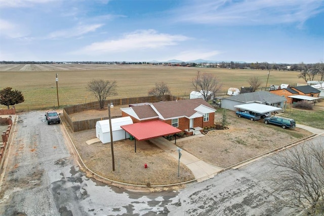 bird's eye view with a rural view