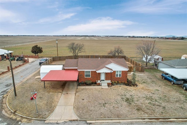 drone / aerial view featuring a rural view