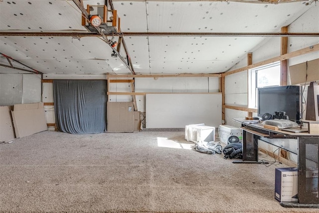 basement with carpet flooring