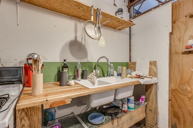 interior space with wooden counters