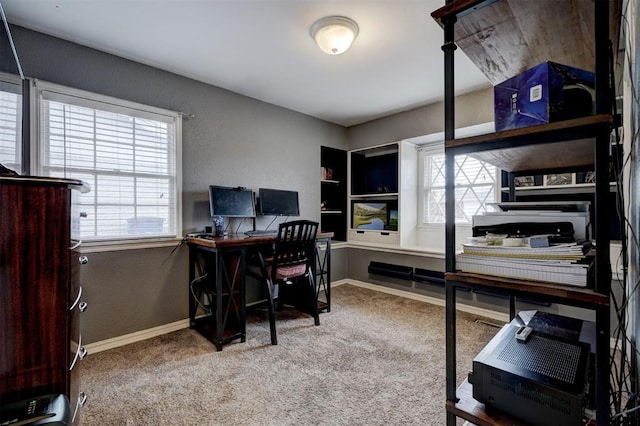 carpeted office space with a wealth of natural light