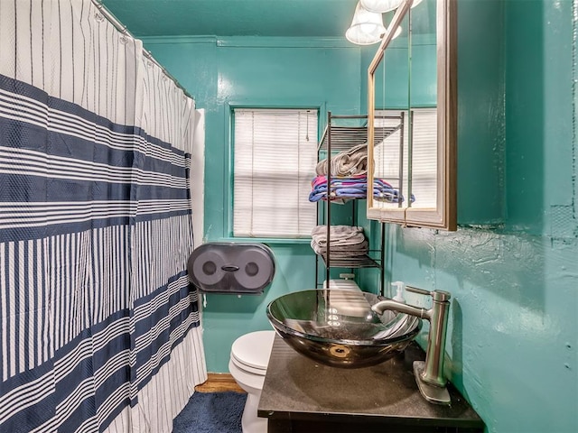 bathroom featuring ornamental molding, sink, and toilet