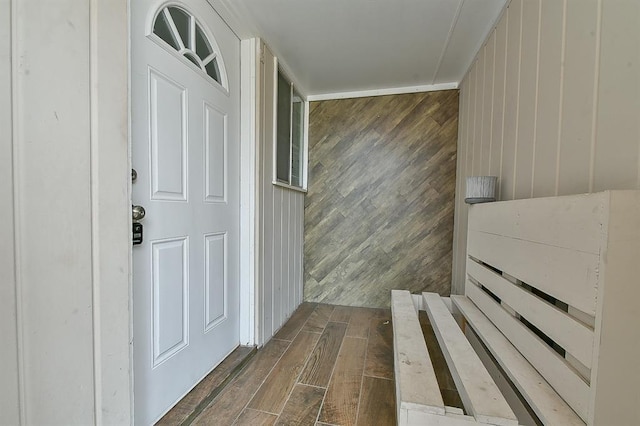 interior space with hardwood / wood-style floors