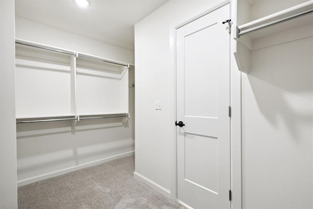 spacious closet with light colored carpet