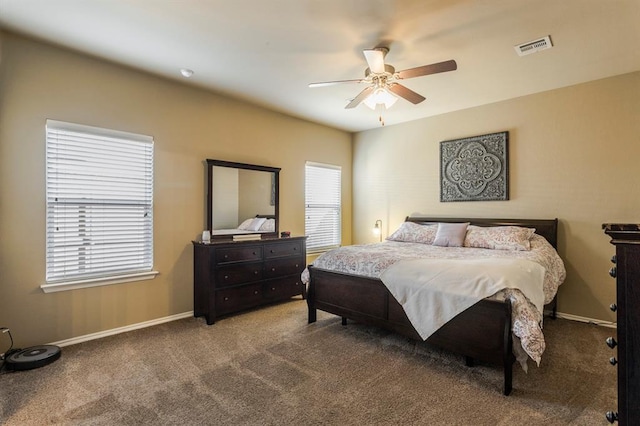 bedroom with carpet and ceiling fan